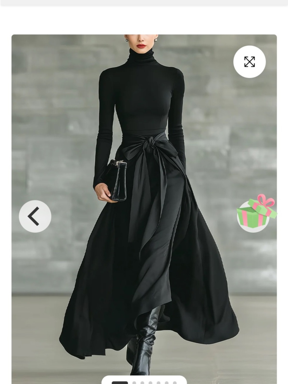 Sleek Black Maxi Dress with Waist Bow